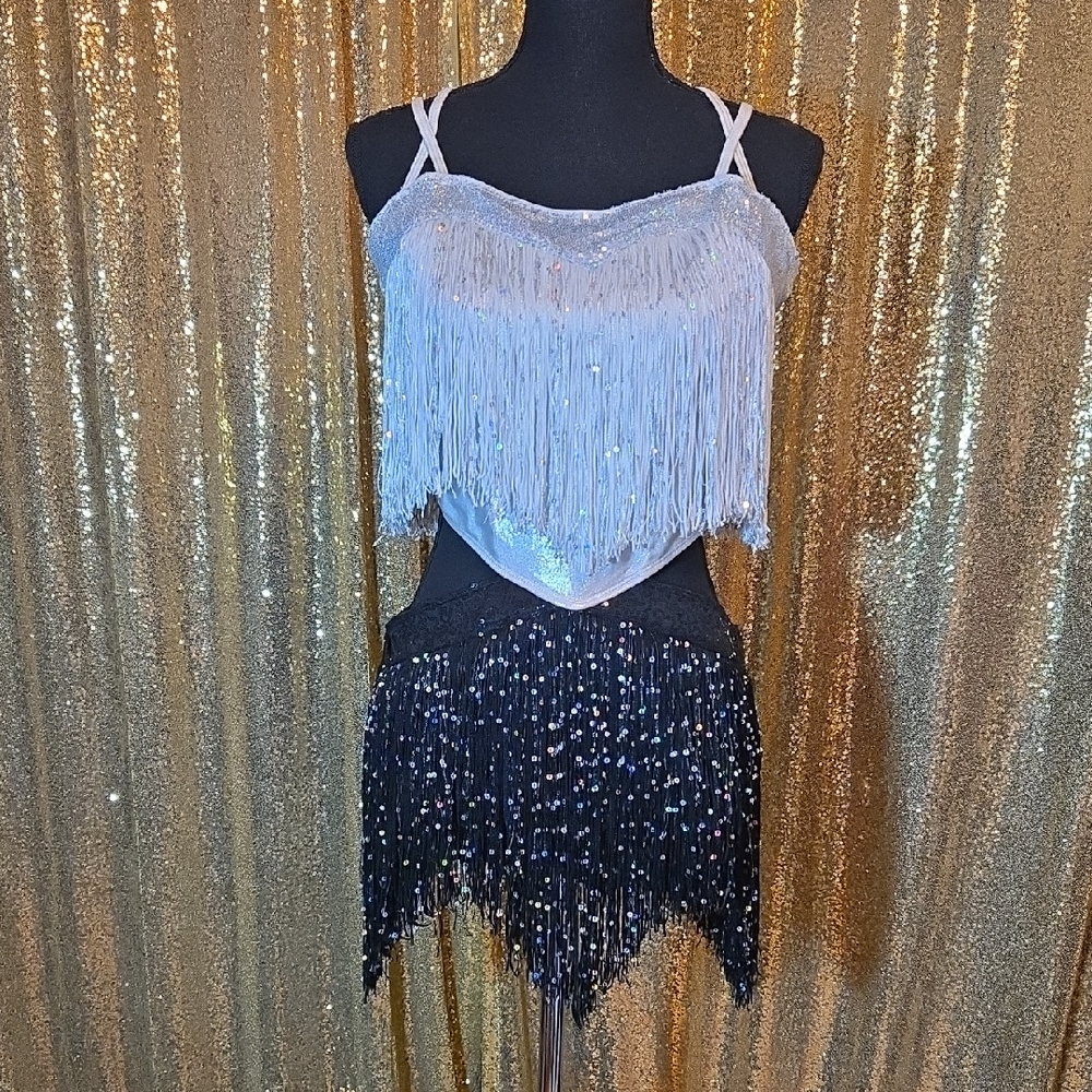 Tenth House Silver & Black Fringe Jazz Dance Costume